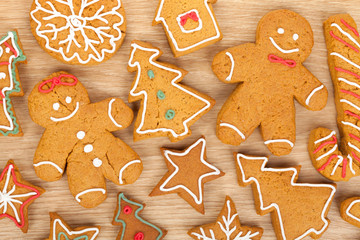 homemade various christmas gingerbread cookies