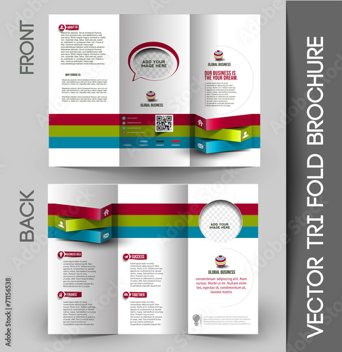 Fotografie, Obraz Tri-fold Brochure Design Element, Vector Illustartion.