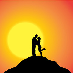 Poster - Vector silhouette of couple.