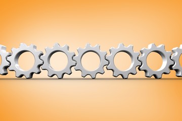 Poster - Composite image of white cogs and wheels connecting