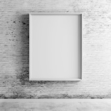 3d Blank Boards On White Vintage Brick Wall