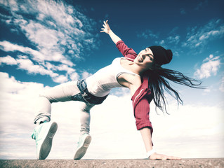 Canvas Print - beautiful dancing girl in movement