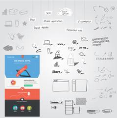 Wall Mural - Huge collection of web graphics + website template