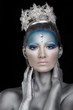 Close up of a model with creative snow fairy make up