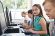 © highwaystarz - Group Of Elementary School Children In Computer Class