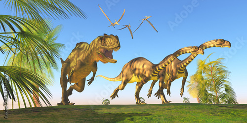 Fototapeta na wymiar Yangchuanosaurus Dinosaur Hunt