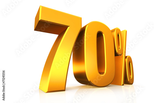 3D render text in 70 percent in gold Poster Mural XXL