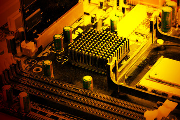 Modern electronic board. Motherboard close-up