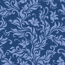Seamless Blue Floral Pattern. Vector Illustration.