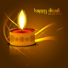 Wall Mural - Happy diwali beautiful diya glowing celebration background illus