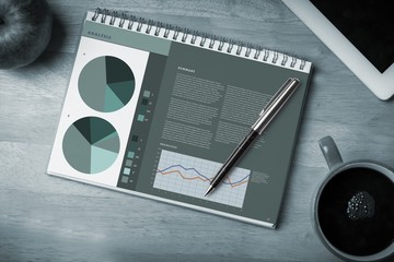 Poster - Composite image of business interface with graphs and data