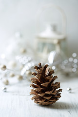 Wall Mural - Pine cone and Christmas decorations