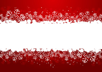 Wall Mural - Christmas snowflake border on red