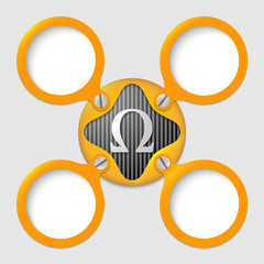 Poster - four text boxes with screws and omega symbol