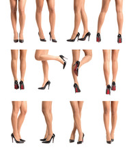 Set Of Various Beautiful Fit Woman Legs In High Heels