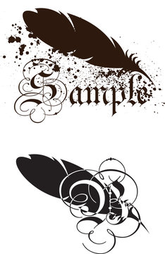 Feather with text