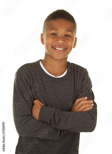 Handsome African American Boy On A White Background Stock Photo Adobe Stock