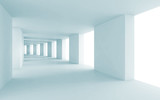 Fototapeta Perspektywa 3d - Abstract architecture 3d background, empty blue corridor