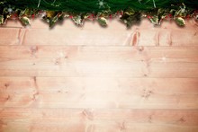 Composite Image Of Fir Branch Christmas Decoration Garland