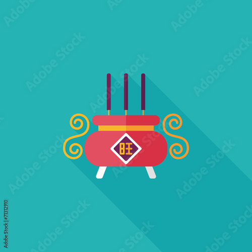 Fotografia, Obraz Chinese censer flat icon with long shadow,eps10