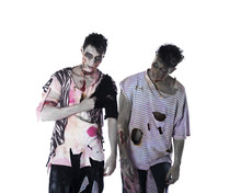 Two Male Zombies Standing Isolated On White Background