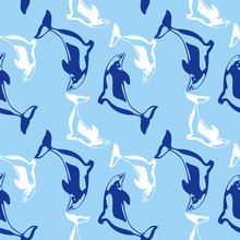 Seamless Pattern With Dolphins
