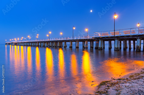 Plakat na zamówienie Baltic pier in Gdynia Orlowo at night, Poland