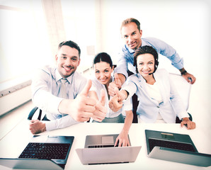 Poster - group of office workers showing thumbs up