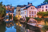 Fototapeta Miasto - A view of a Luxembourg buildings in the dusk