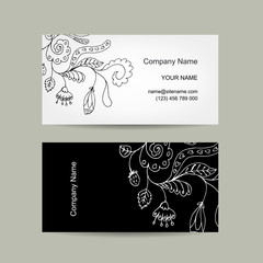 Poster - Business card template for your design. Floral background