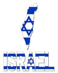 Wall Mural - Israel map flag and text illustration