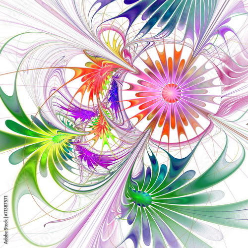 Naklejka na szybę Flower background. Purple and green palette. Fractal design. Com