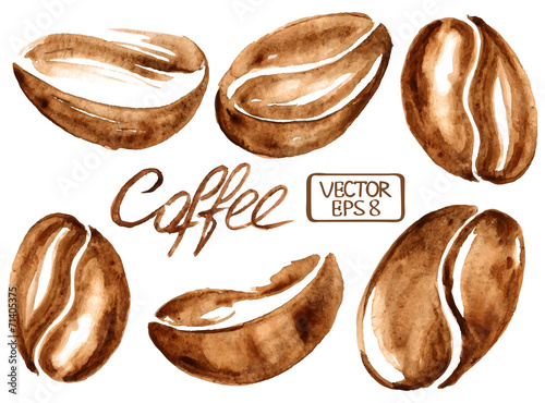 Photo Watercolor coffee beans icons