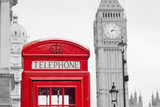 Fototapeta Big Ben - Red Telephone Booth and Big Ben in London