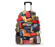 Baggage, A Very Large Pile Of Bags, Backpacks And Suitcases