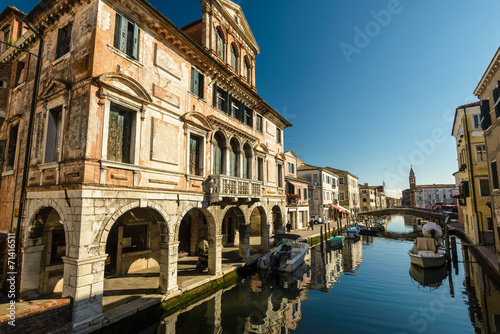 Obraz w ramie Canal at the old town of Chioggia - Italy