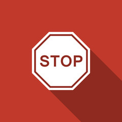 stop traffic sign icon with long shadow