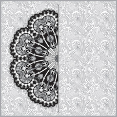 Circle grey lace ornament, round ornamental geometric doily patt