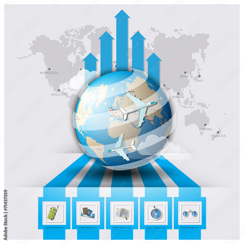 Arrow Line Travel And Journey World Map Infographic Stock Vector ...