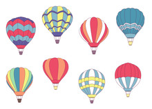 Set Of Colored Hot Air Balloons