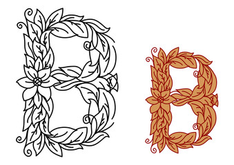Poster - Letter B in floral and foliate font