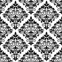 Wall Mural - Black and white arabesque seamless pattern design