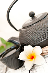 Green Tea - Black iron asian teapot