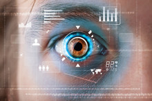 Futuristic Modern Cyber Man With Technology Screen Eye Panel