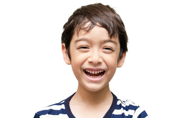 Wall Mural - Little happy boy laugh looking at camera portrait