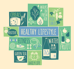 Healthy lifestyle Icons set