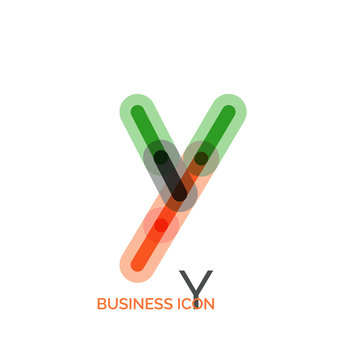 Minimal line font design, letter Y