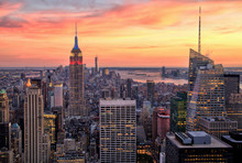 New York City Midtown With Empire State Building At Sunset