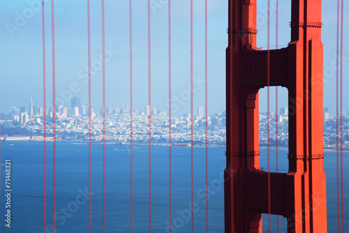 Naklejka - mata magnetyczna na lodówkę Golden Gate Bridge with San Francisco in the Background