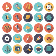 Flat design icons for industrial